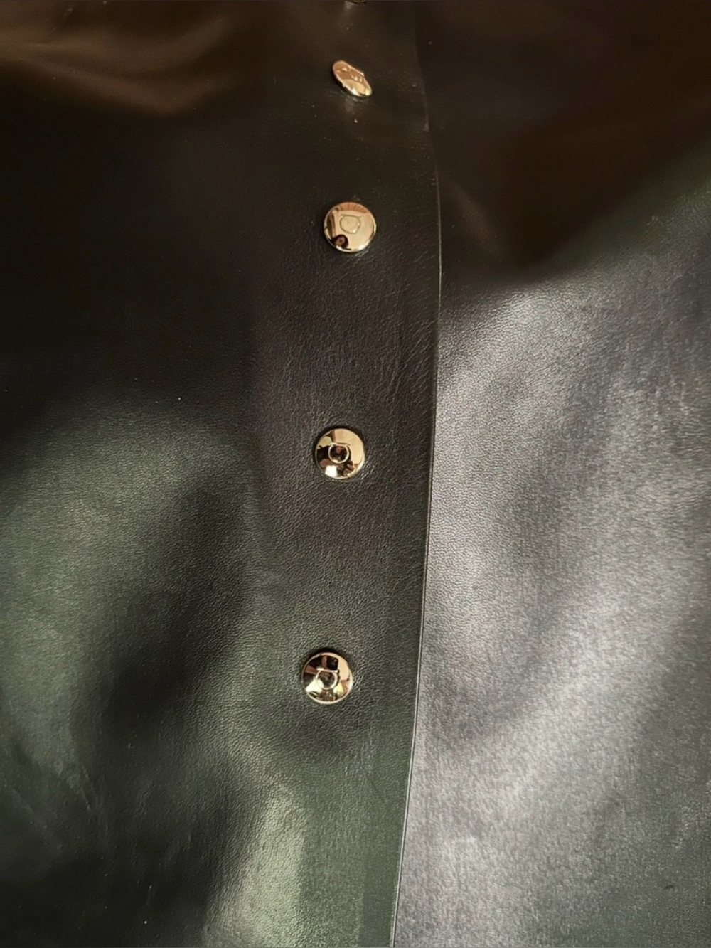 Salvatore Ferragamo Buttery Lambs skin skirt with gold snaps. Exquisite. !NWT